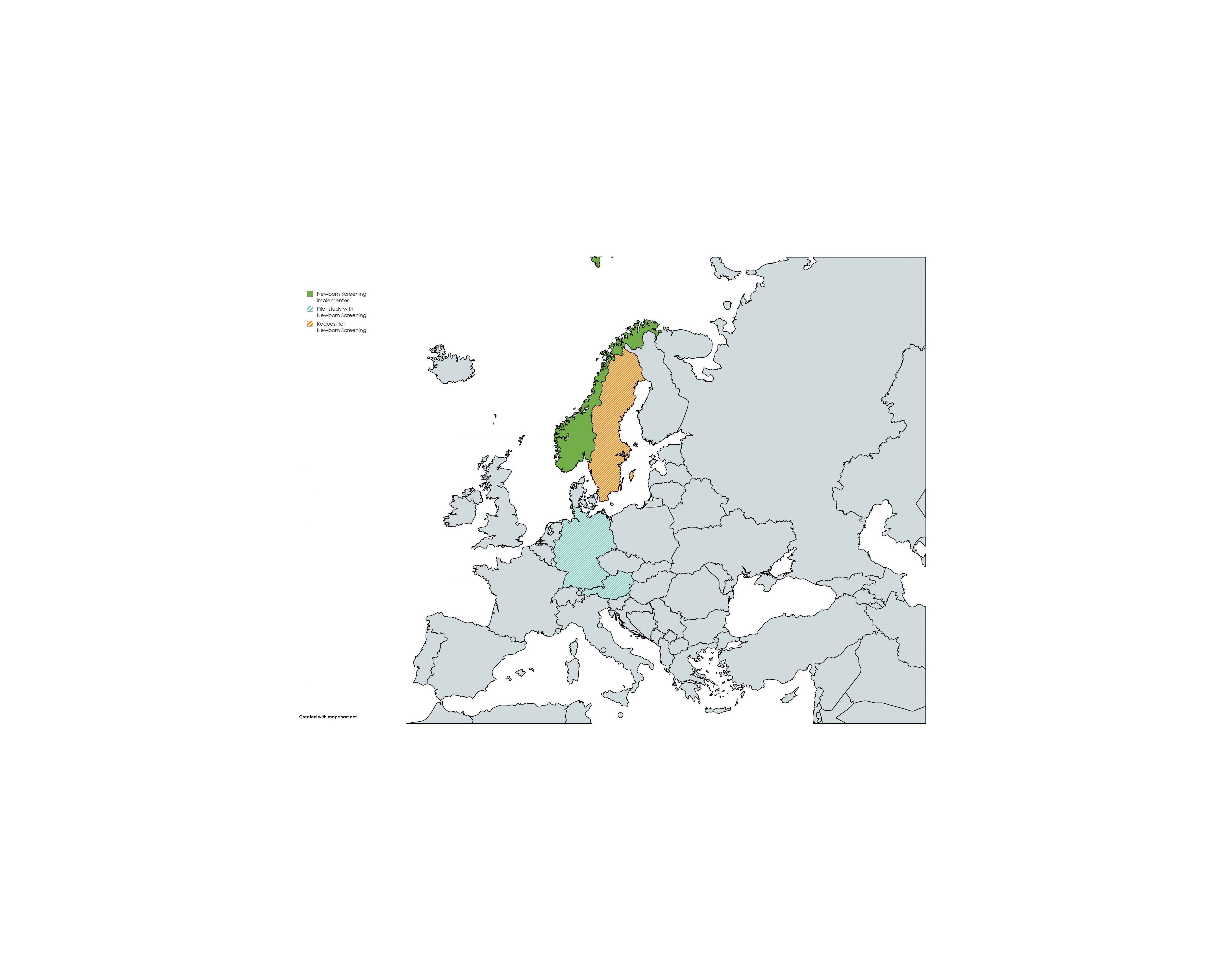 Figure 1. Overview of Newborn screening (NBS) for Metachromatic Leukodystrophy (MLD) across Europe.